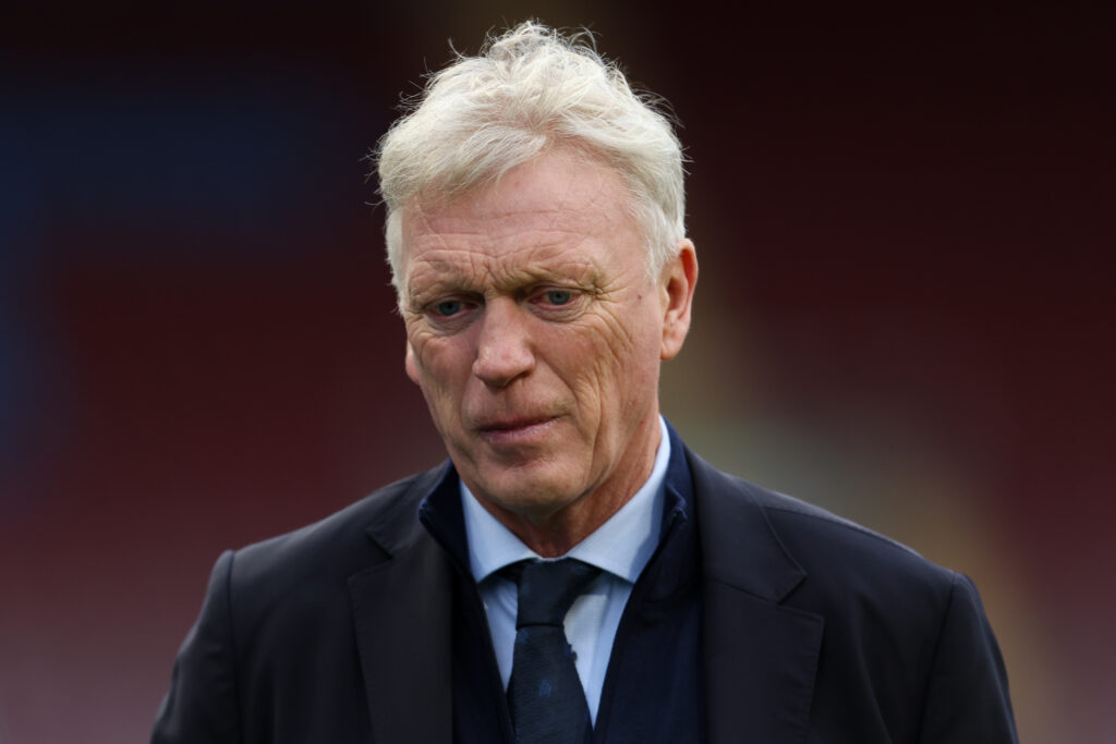 David Moyes looks on.