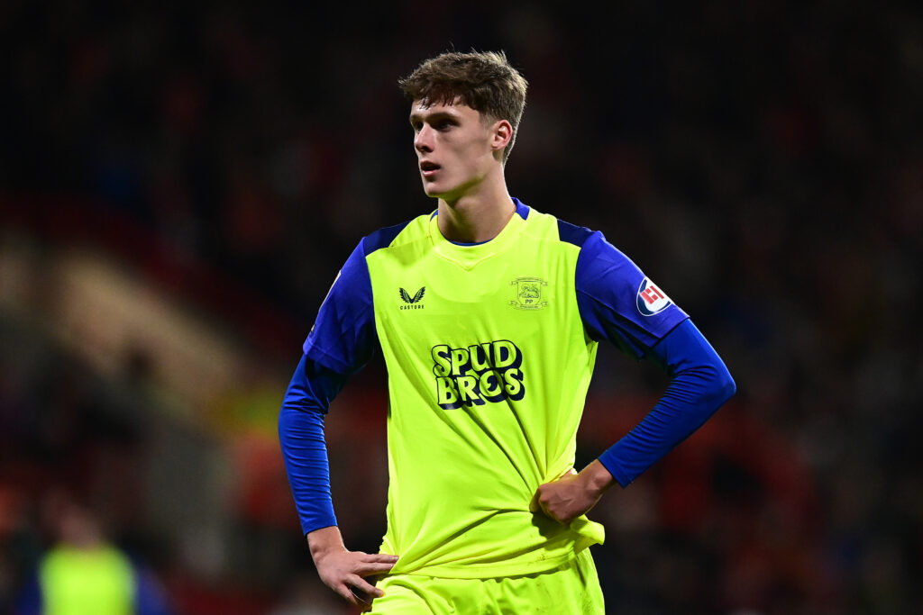 Harrison Armstrong playing for Preston.