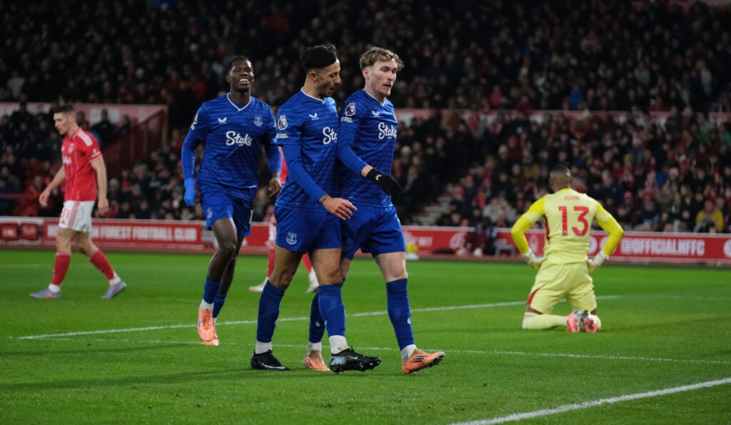James Garner of Everton seen celebrating his goal during the
