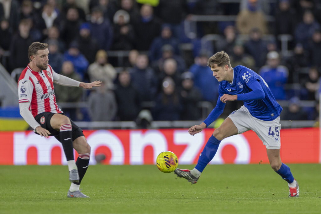 Harrison Armstrong playing for Everton.