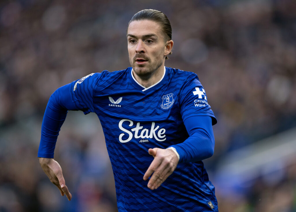 Jack Grealish playing for Everton.