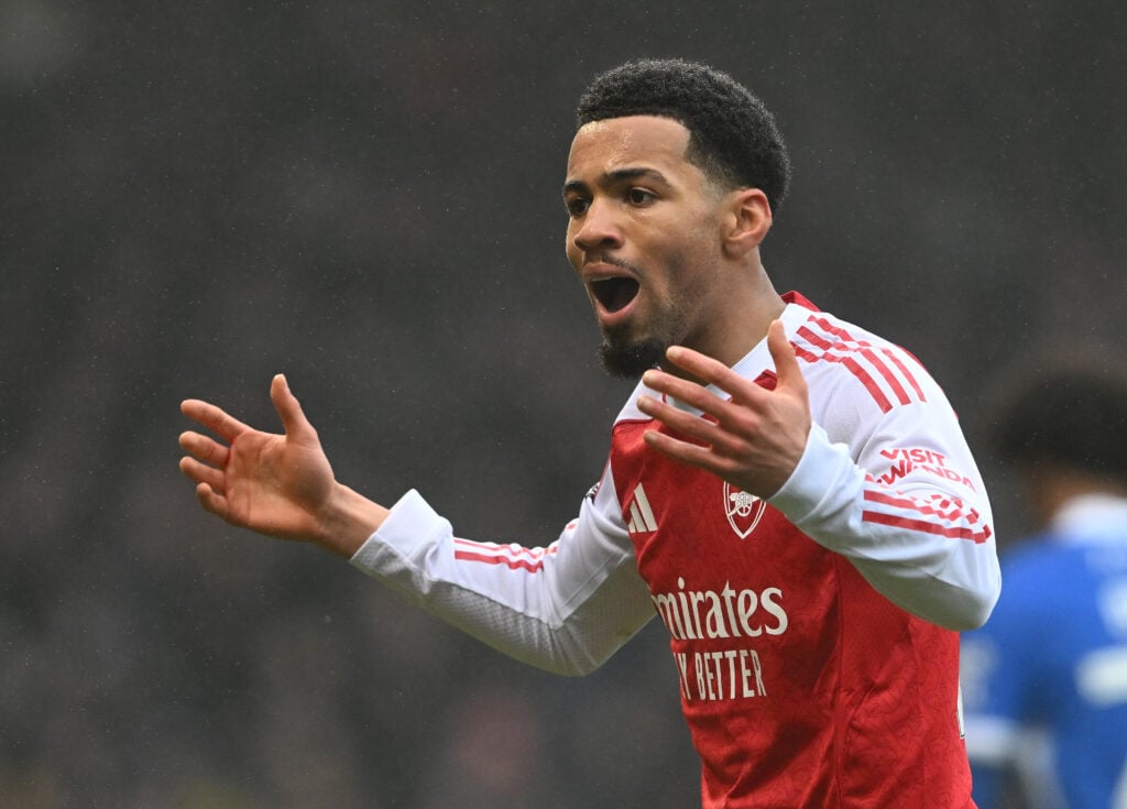 Ethan Nwaneri playing for Arsenal.