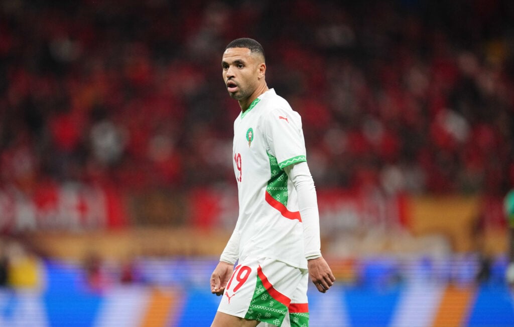 Youssef En-Nesyri playing for Morocco.