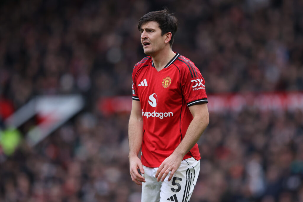 Harry Maguire playing for Manchester United.