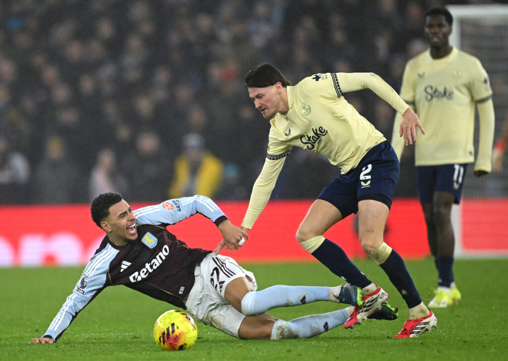 Nathan Patterson playing for Everton.