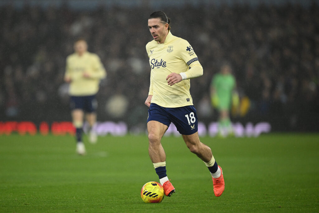 Jack Grealish playing for Everton.