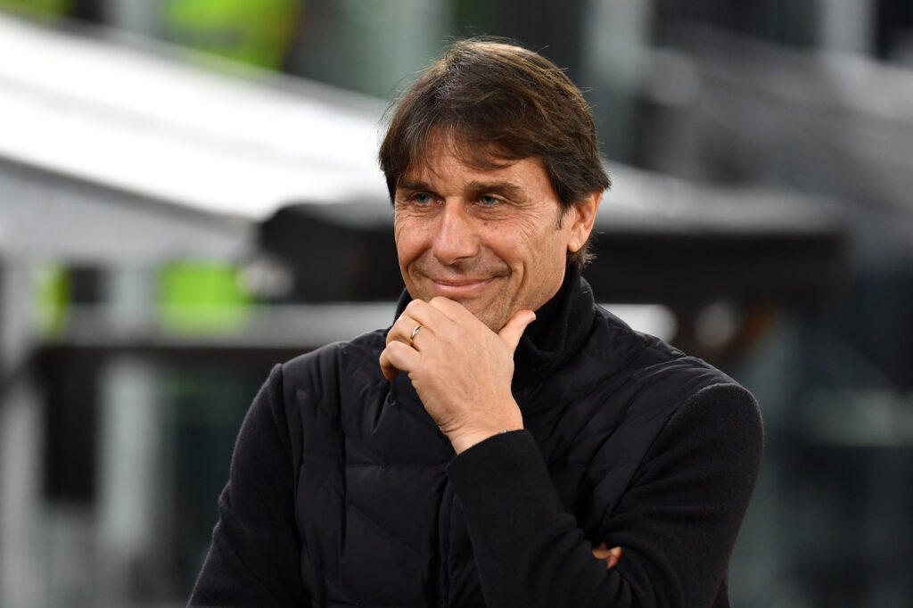 Napoli manager Antonio Conte looks on.