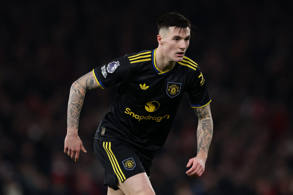 Benjamin Sesko playing for Manchester United.