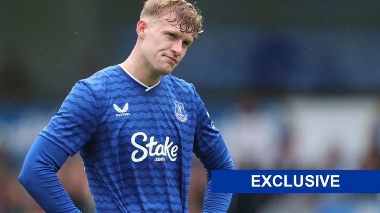 Everton defender Jarrad Branthwaite looks annoyed