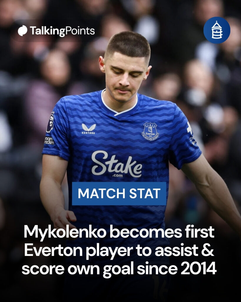 Vitalii Mykolenko of Everton reacts during the Premier League match between Fulham and Everton.