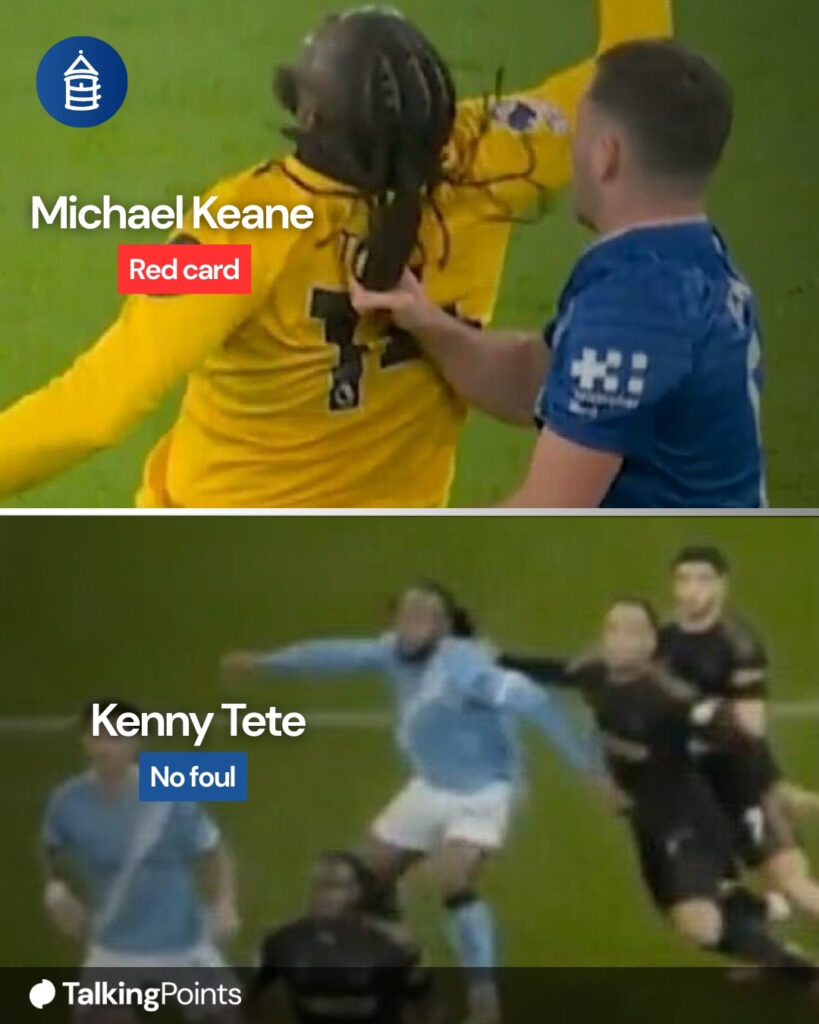 Michael Keane red card for Everton vs Wolves.