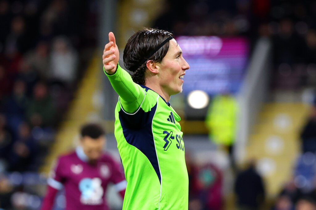 Harry Wilson celebrates scoring for Fulham.