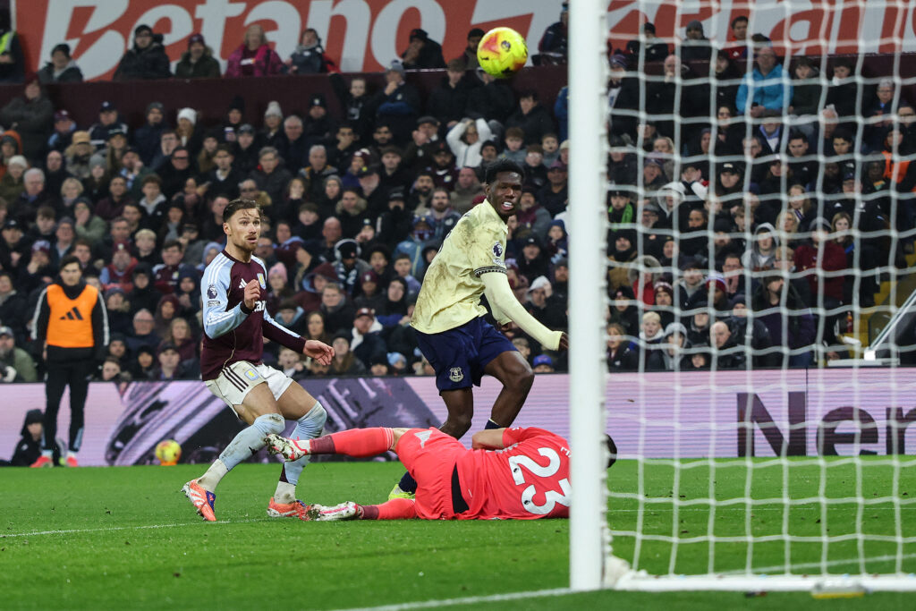 Thierno Barry scores against Aston Villa.