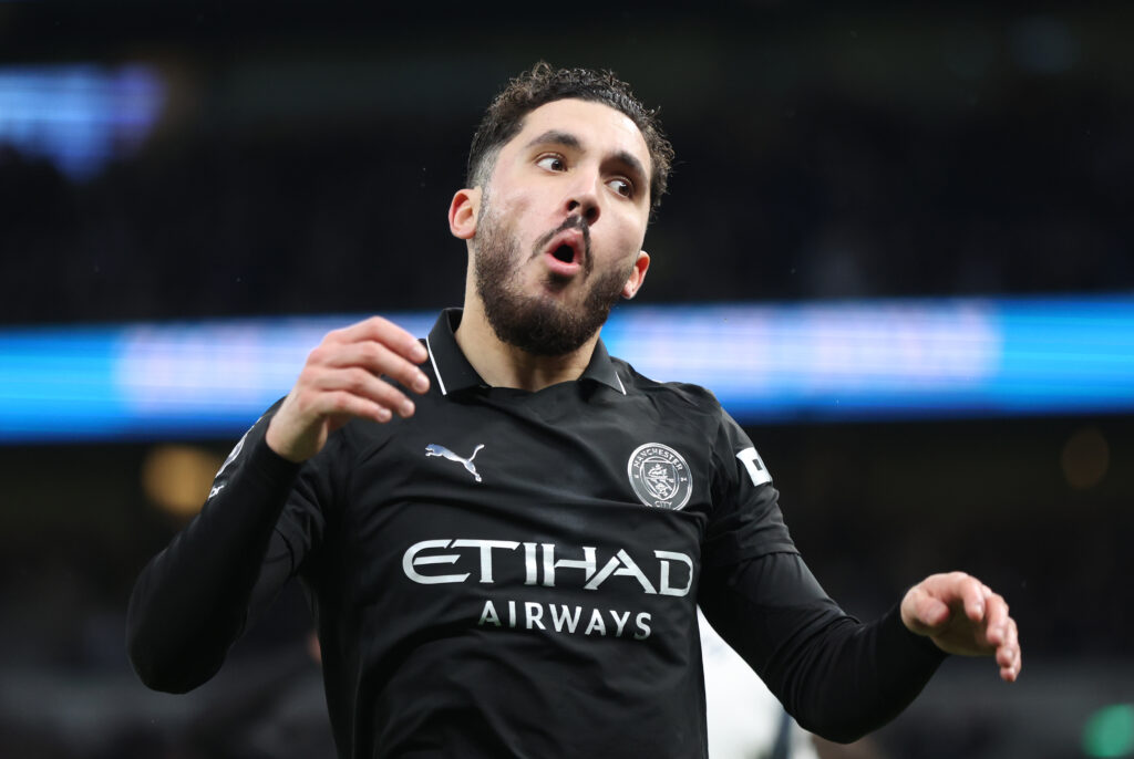 Rayan Cherki playing for Manchester City.