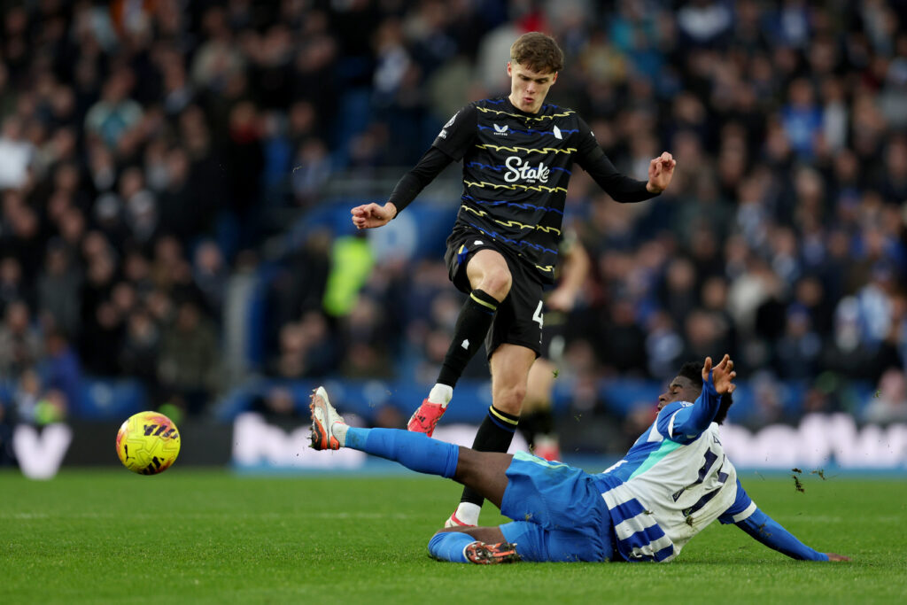 Harrison Armstrong playing for Everton.