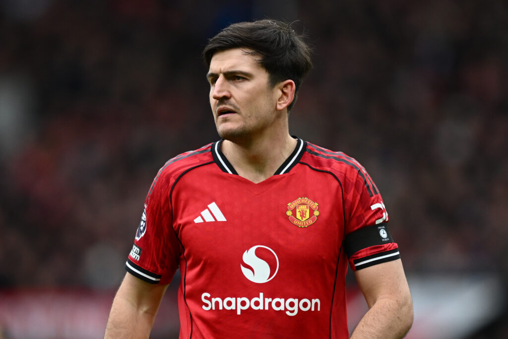 Harry Maguire playing for Manchester United.