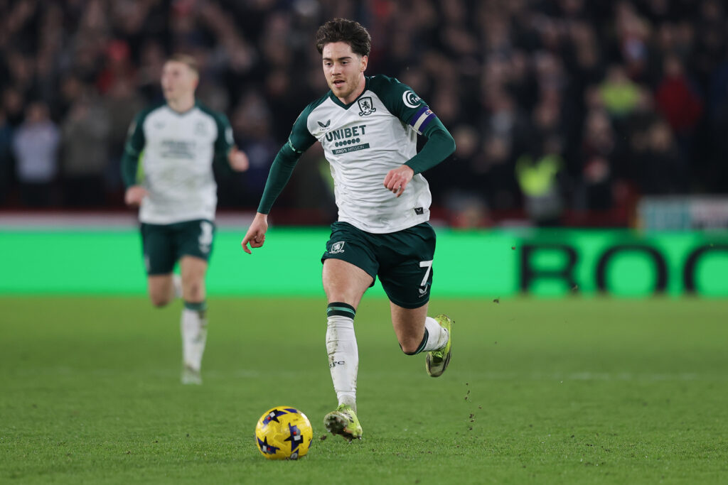 Hayden Hackney playing for Middlesbrough.