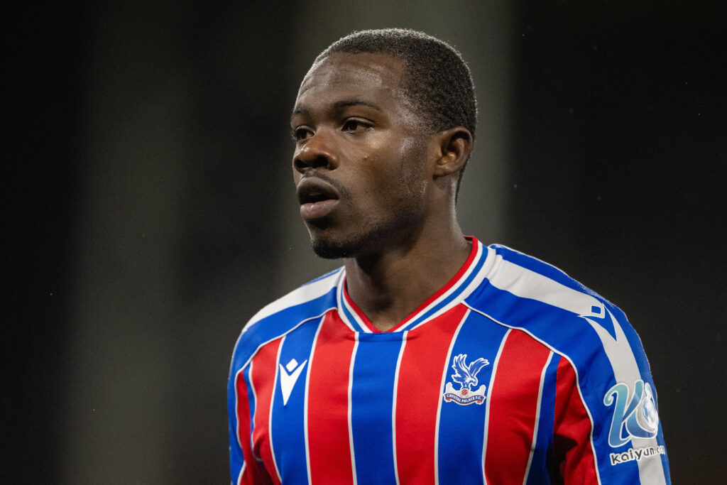 Tyrick Mitchell playing for Crystal Palace.