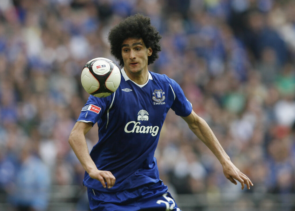 Marouane Fellaini playing for Everton.