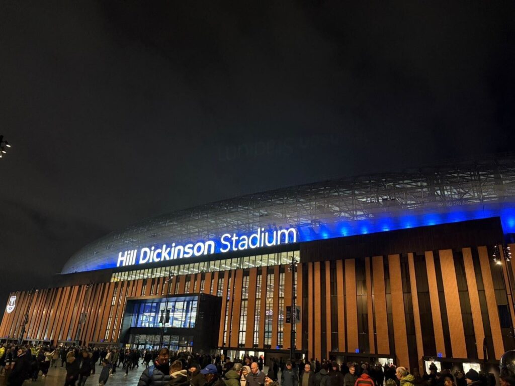 Outside the Hill Dickinson Stadium ahead of Everton vs Manchester United.