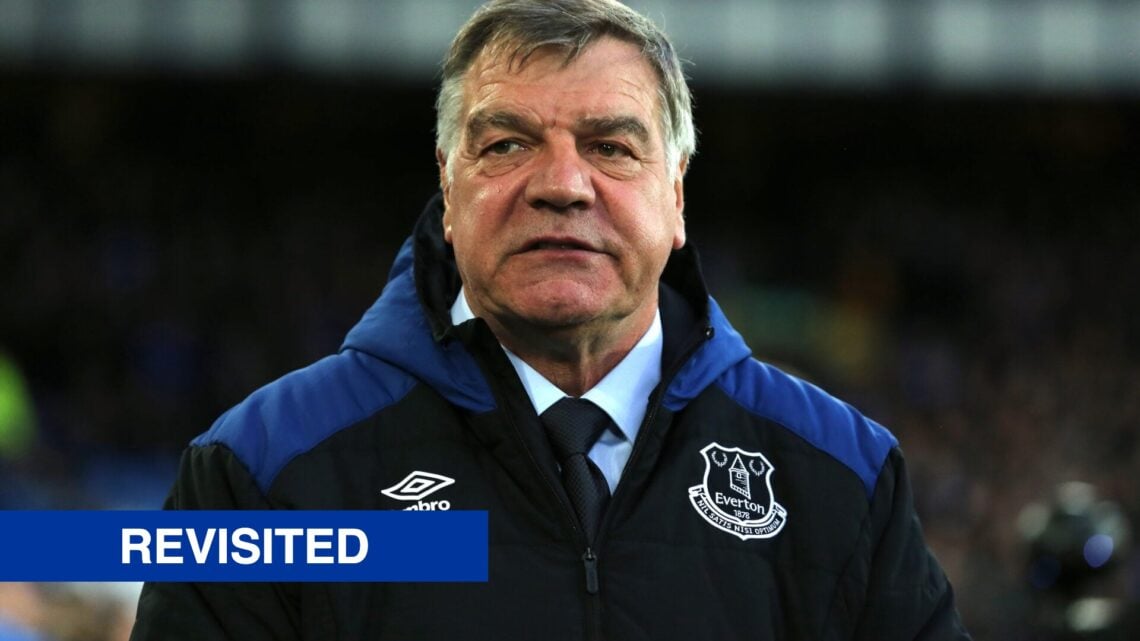 Former Everton manager Sam Allardyce. Inset of revisited banner.