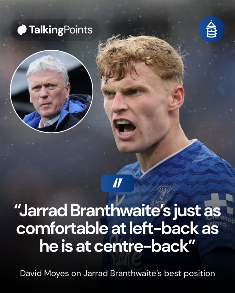Jarrad Branthwaite of Everton during the pre-season friendly match between Everton and AS Roma. David Moyes, head coach of Everton, during the Premier League match between Newcastle United and Everton at St James' Park.