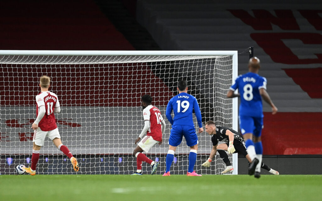 Bernd Leno concedes against Everton.