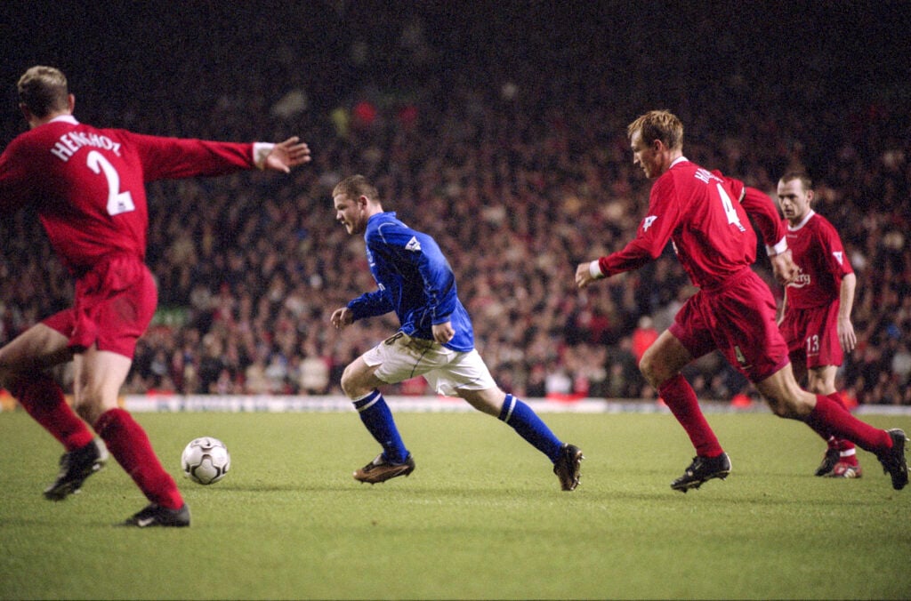 Wayne Rooney playing for Everton.