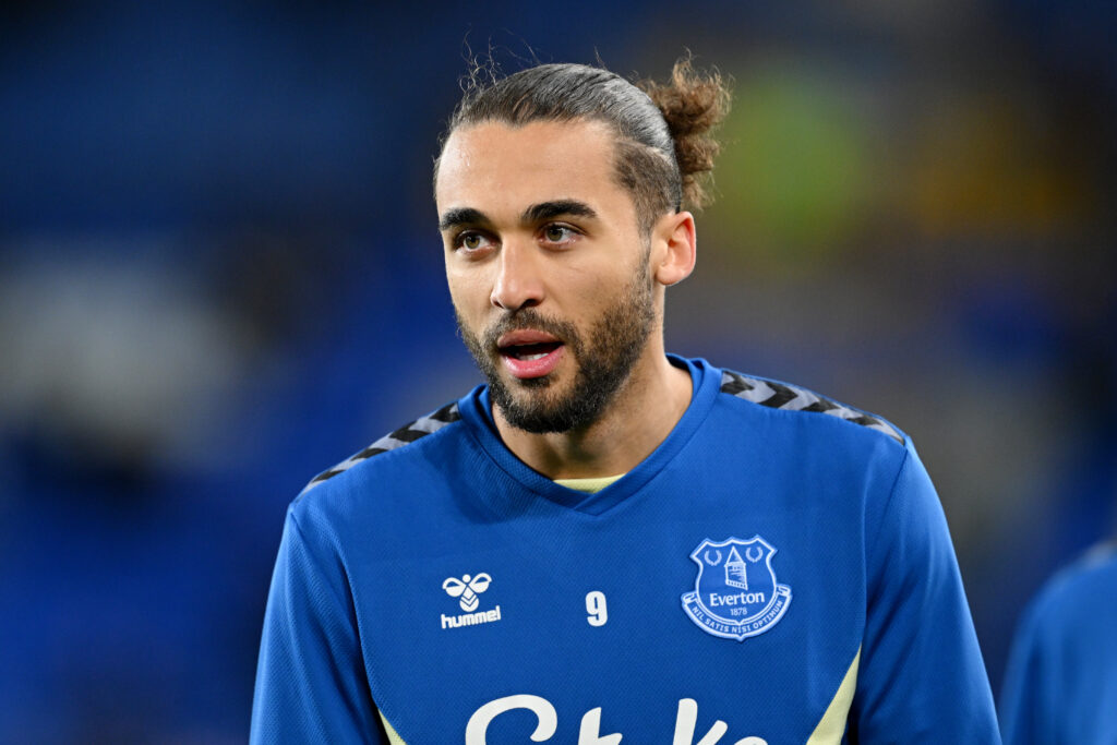 Dominic Calvert-Lewin warming up for Everton.