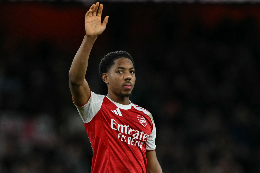 Arsenal left-back Myles Lewis-Skelly.