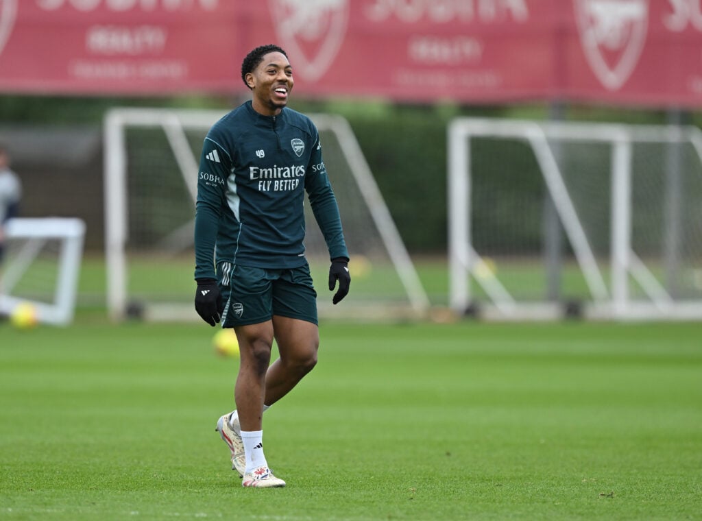 Myles Lewis-Skelly in Arsenal training.