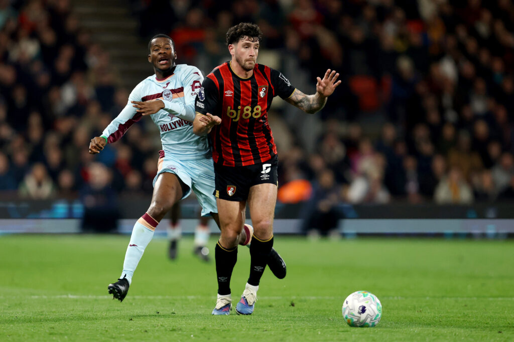 Marcos Senesi on the ball for Bournemouth.