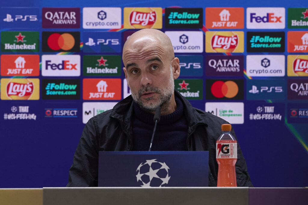 Pep Guardiola in his press conference for Manchester City.