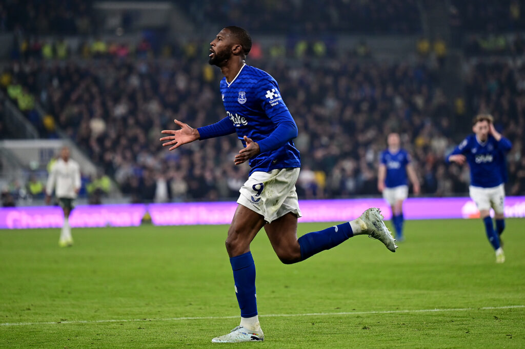 Beto celebrates scoring for Everton.