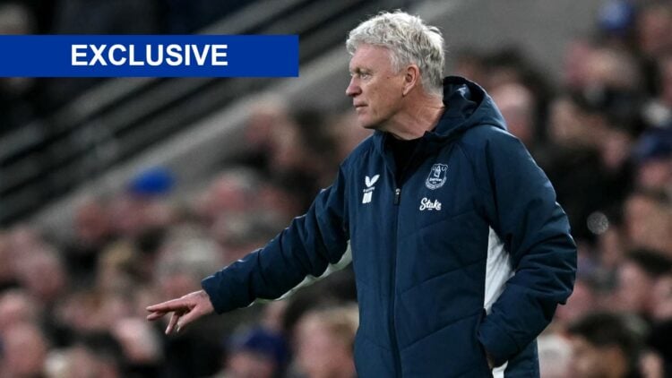 David Moyes, Everton manager, directing his team from the touchline.