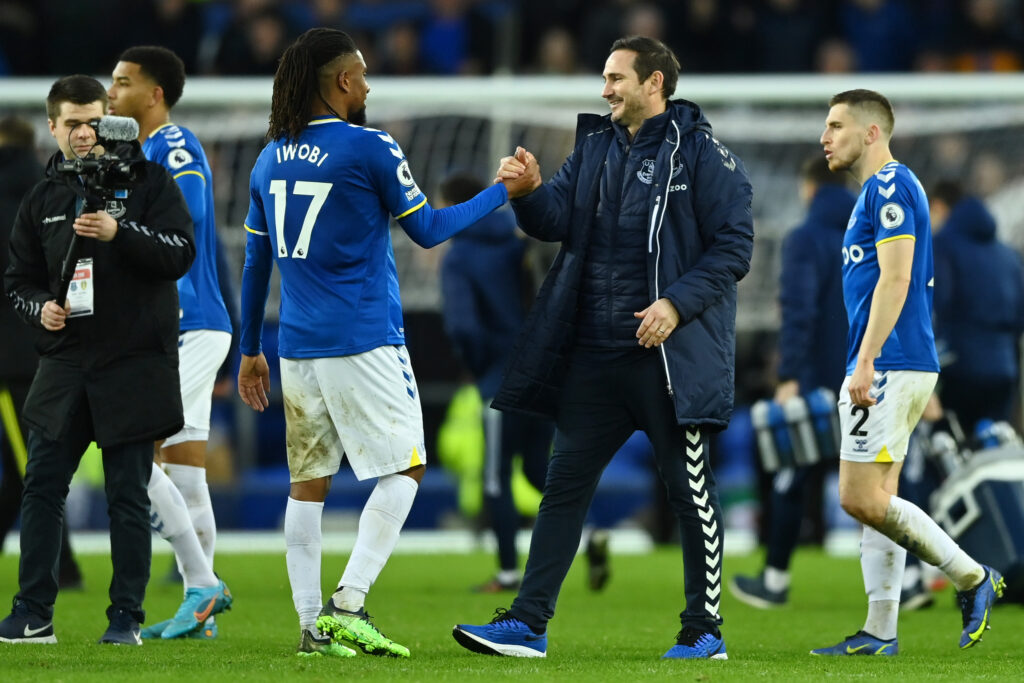 Everton star Alex Iwobi and manager Frank Lampard.