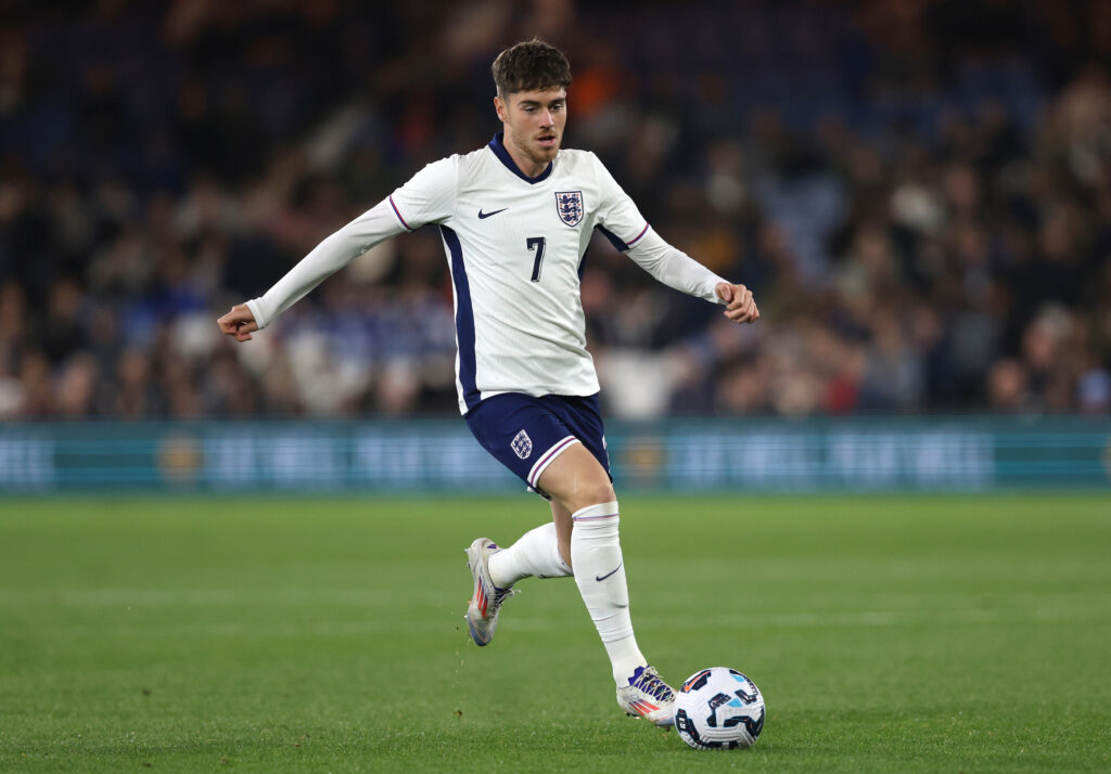 Hayden Hackney playing for England U21s.