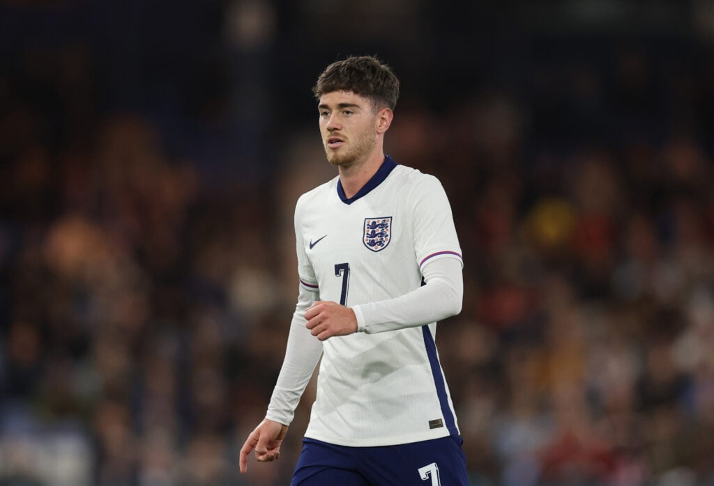 Hayden Hackney playing for England U21s.