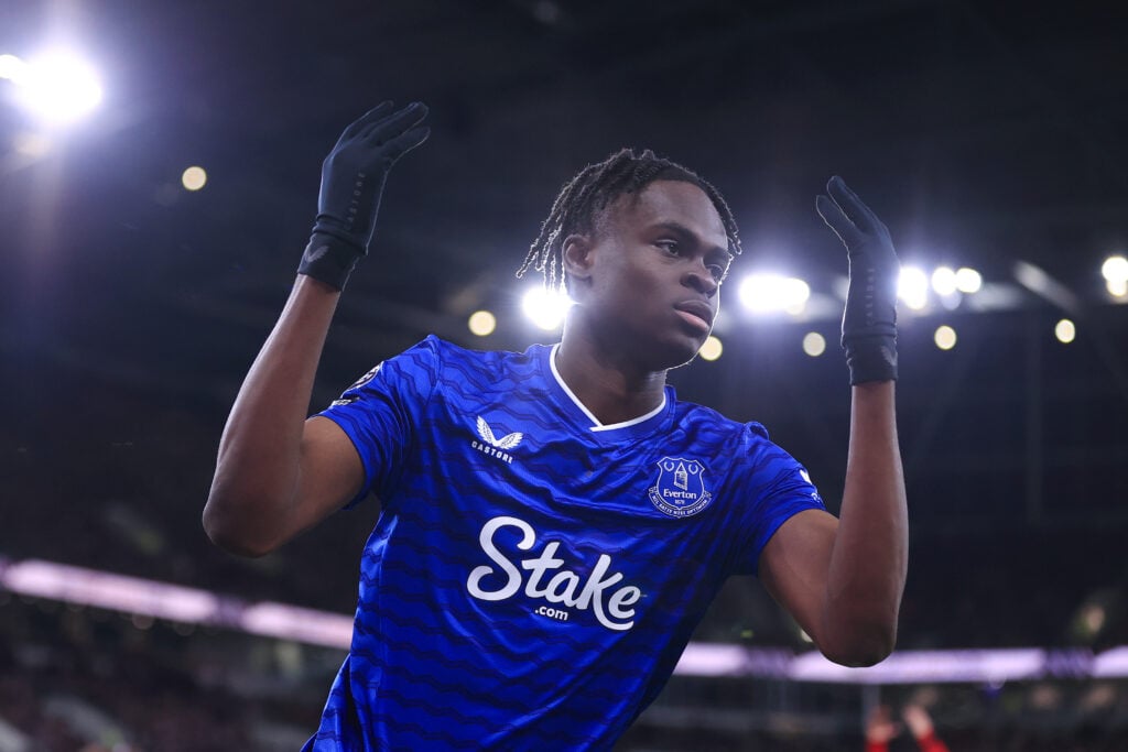 Tyrique George playing for Everton.