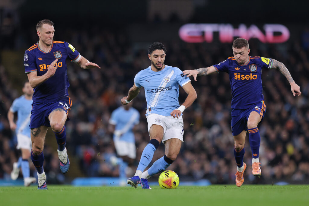 Omar Marmoush playing for Manchester City.