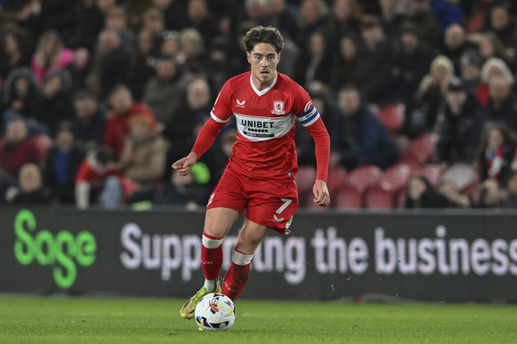 Hayden Hackney playing for Middlesbrough.