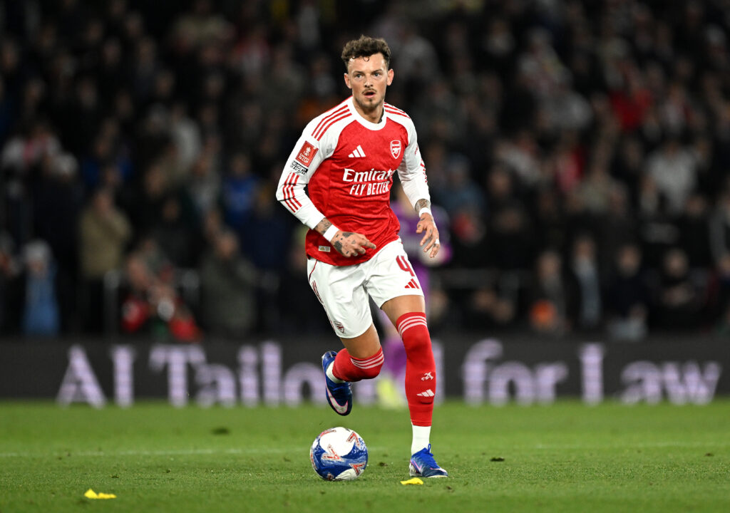 Ben White playing for Arsenal.