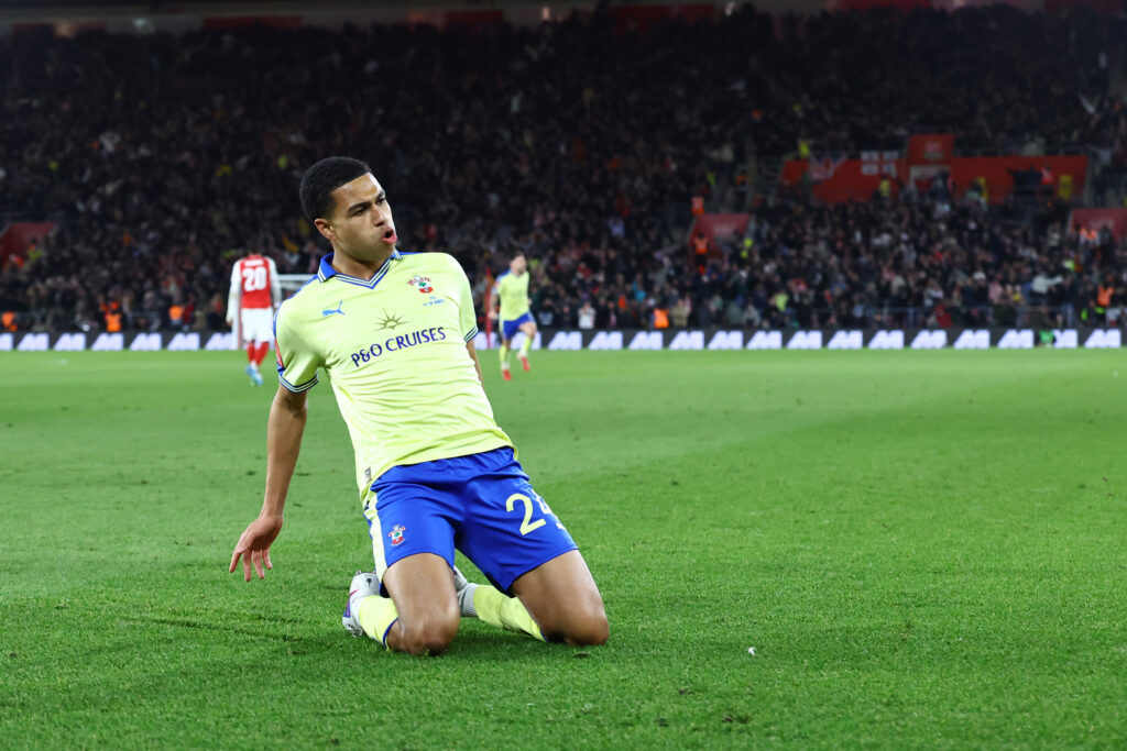 Shea Charles celebrates for Southampton.