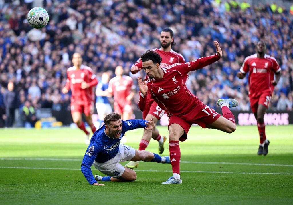 Everton midfielder Kiernan Dewsbury-Hall against Liverpool.