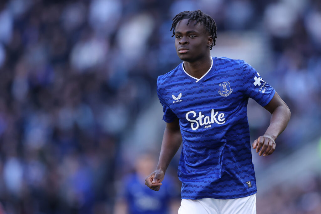 Tyrique George playing for Everton.