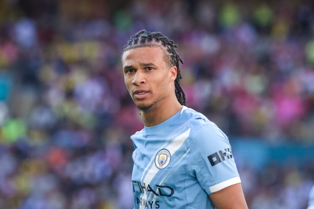 Nathan Ake playing for Manchester City.
