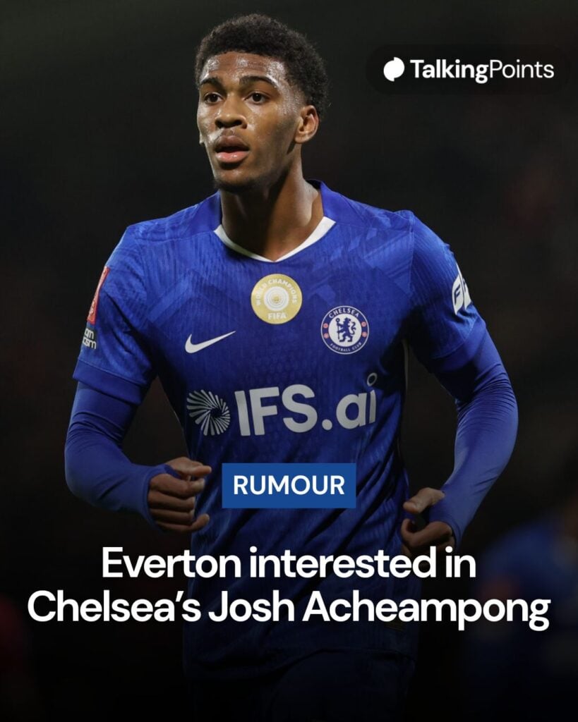 Everton rumour graphic for Josh Acheampong.