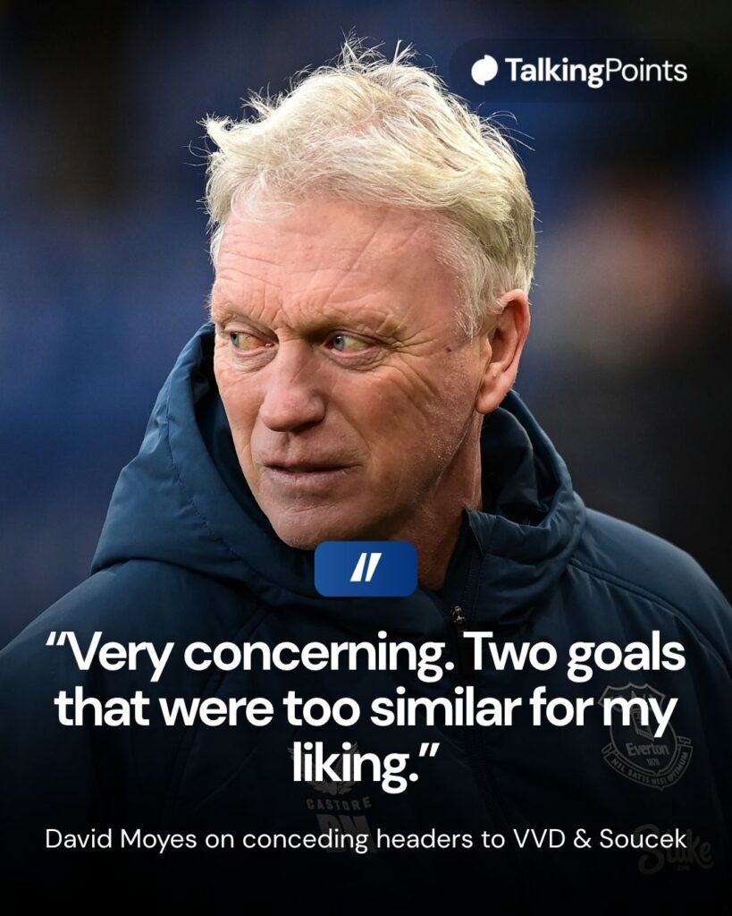 A custom graphic showing David Moyes and a quote about set-pieces.
