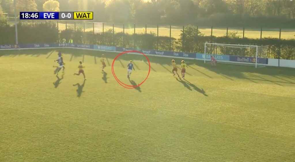 Braiden Graham in action for Everton U21s vs Watford.