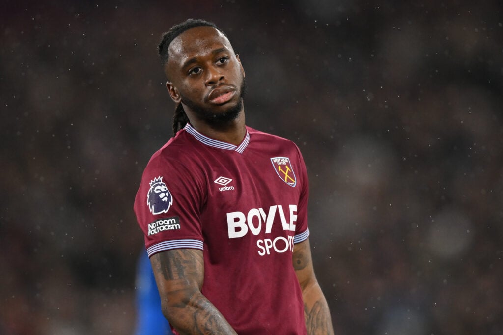 Aaron Wan-Bissaka playing for West Ham United.